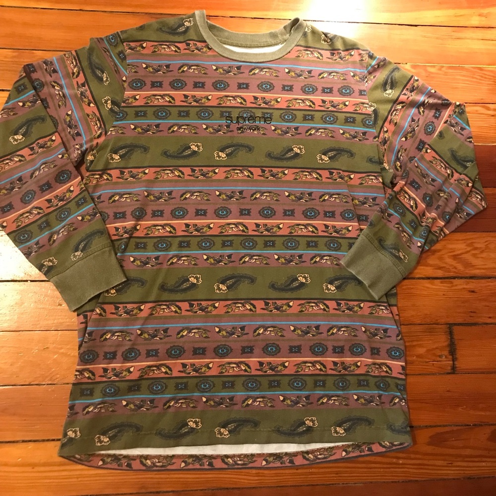 Supreme L/S Paisley Stripe Tee